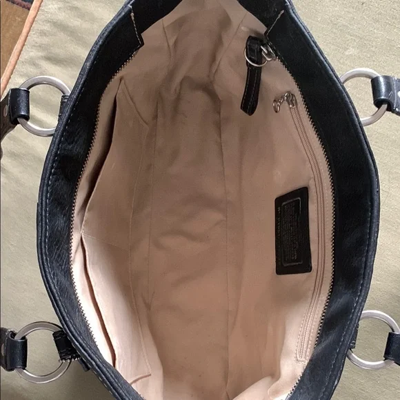 Coach Black Leather Shoulder Bag with Silver Hardware - Picture 8 of 12